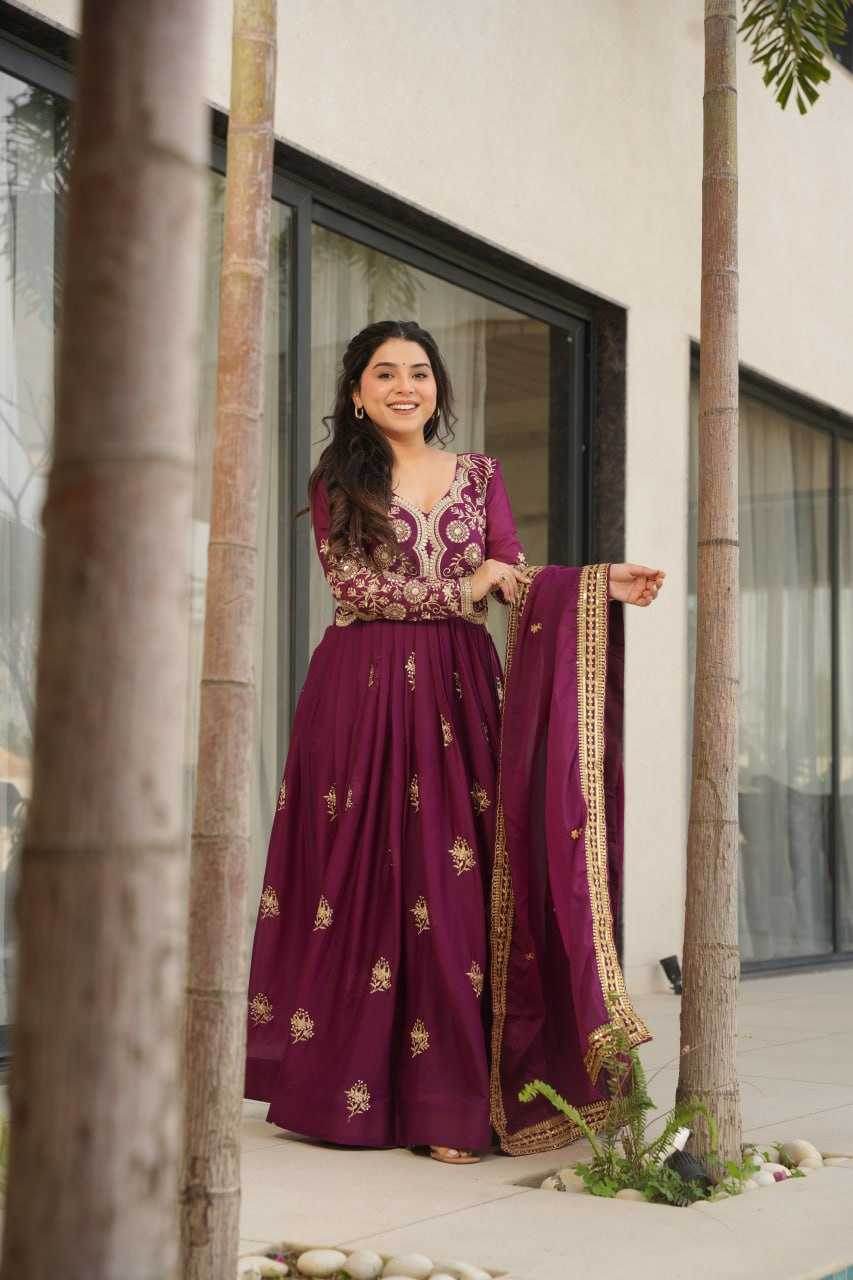 Georgette Designer Gown With Dupatta - MYLUXURY LANE ENTERPRISE